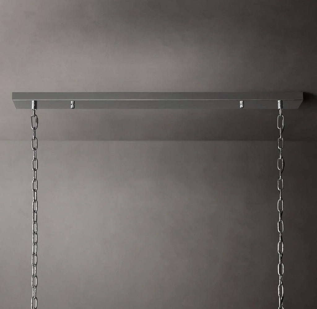 54 Inch Ribbed Glass Rectangular Chandelier - San Marco