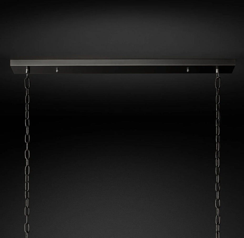 72 Inch Ribbed Glass Rectangular Chandelier - San Marco
