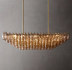 54 Inch Smoked Murano Glass Tiered Rectangular Chandelier - Chiara
