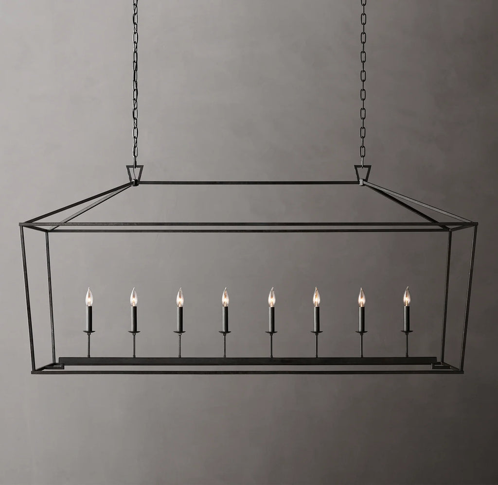 72 Inch Candelabra Rectangular Lantern Chandelier – Openwork