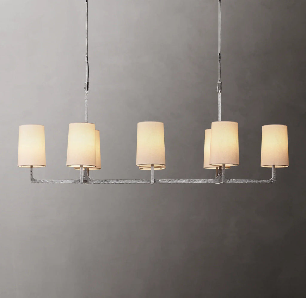 54 Inch Shaded Hammered Metal Linear Chandelier – Wright