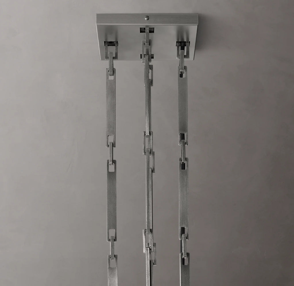 60 Inch Hammered Metal Arm Shaded Chandelier – Wright