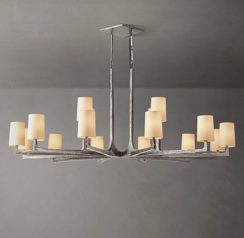 60 Inch Hammered Metal Arm Shaded Chandelier – Wright