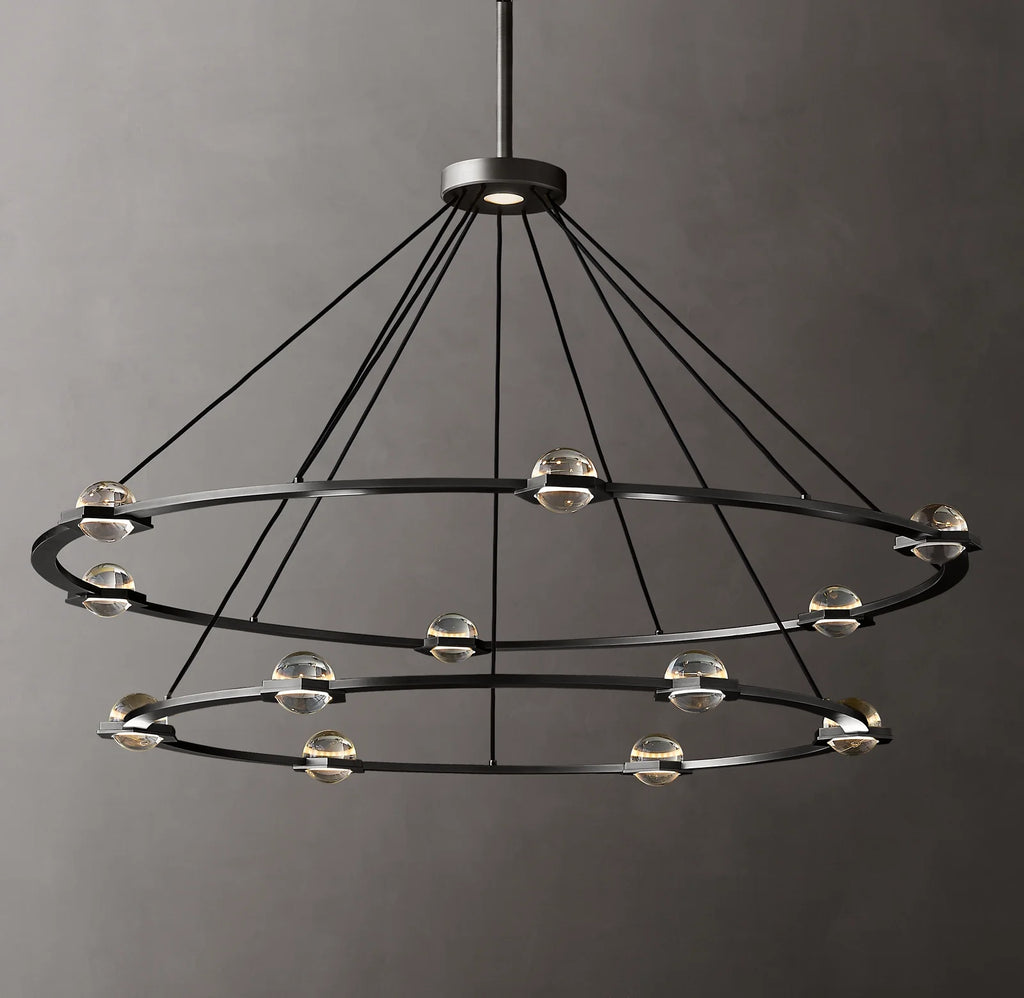 60 Inch Globe Crystal Tiered Ring Chandelier - Eclatant