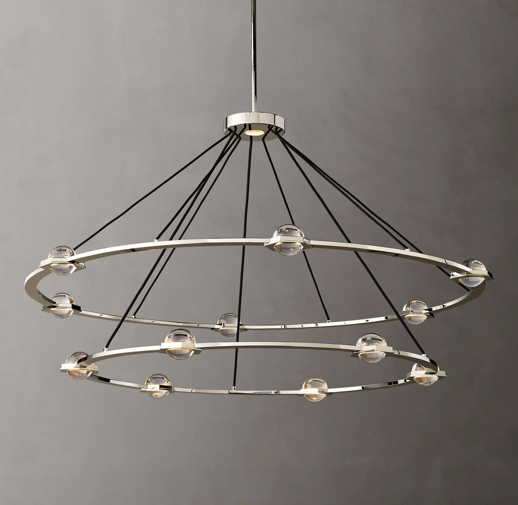 60 Inch Globe Crystal Tiered Ring Chandelier - Eclatant