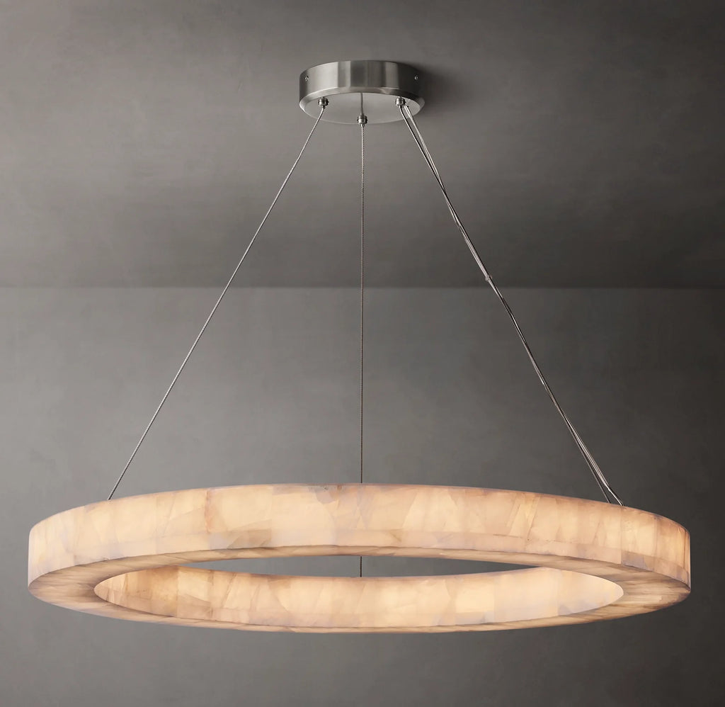 40 Inch Lueur Round Alabaster Chandelier - Rivage