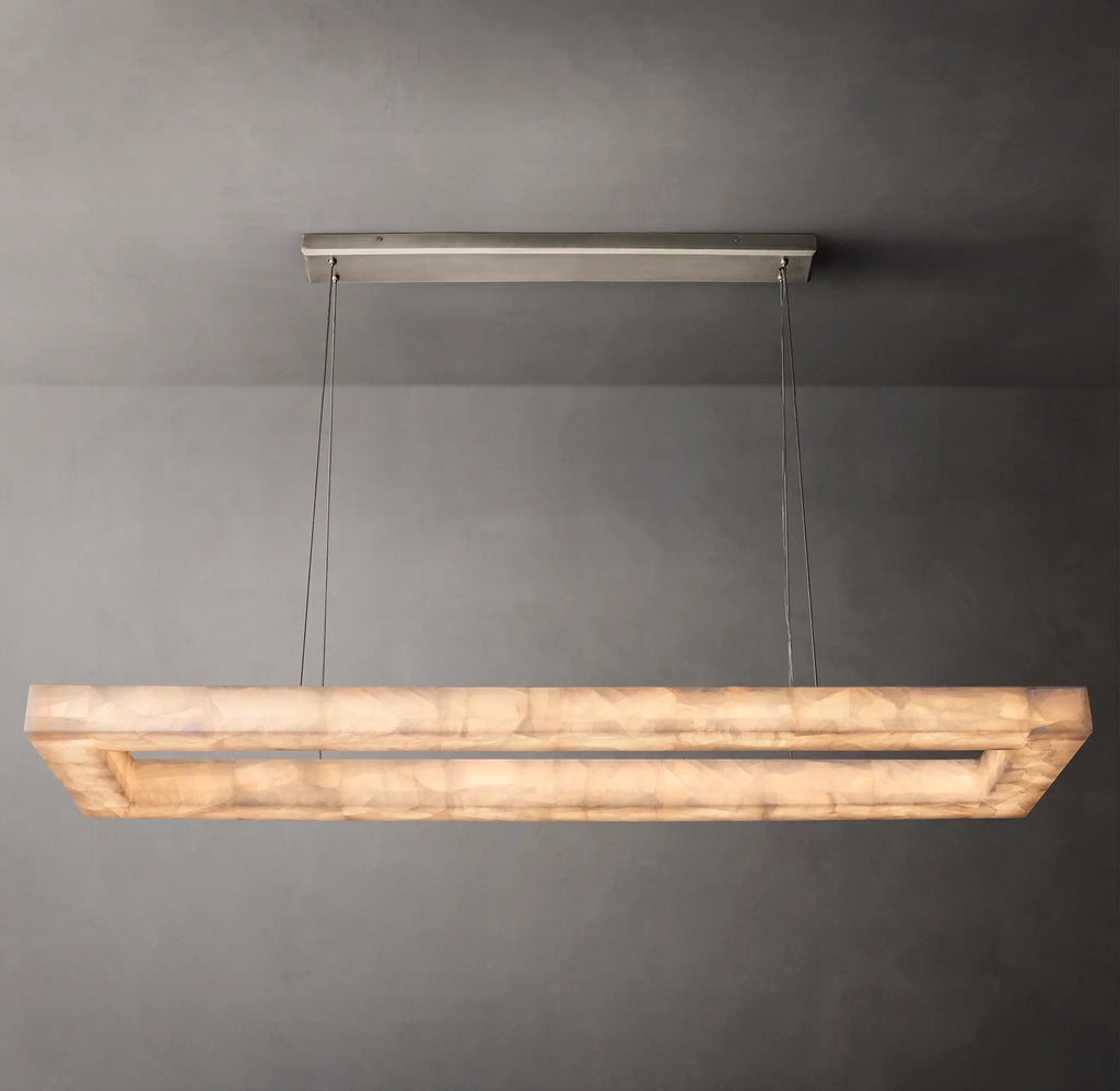72 Inch Lueur Rectangular Alabaster Chandelier - Rivage