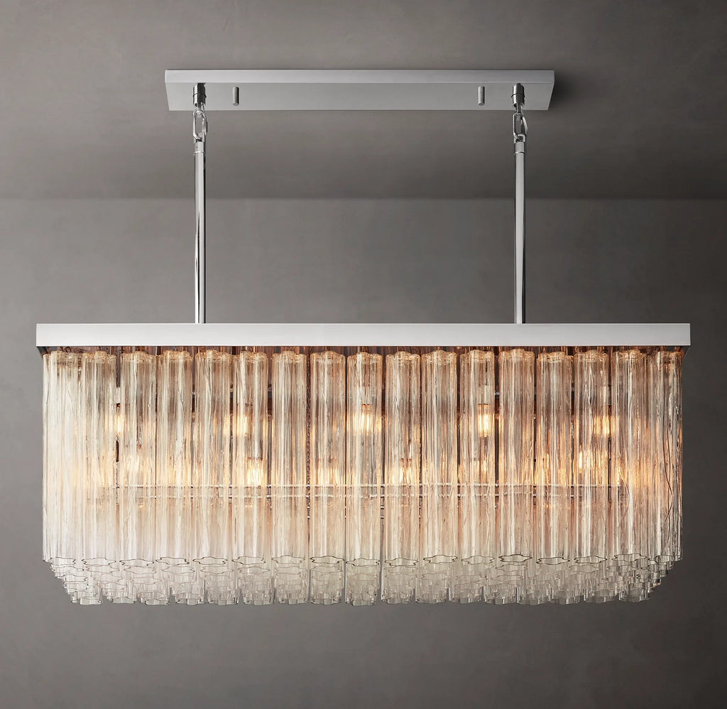54 Inch Tronchi Glass Rectangular Chandelier - Cielo