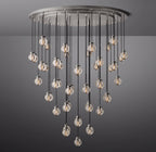 60 Inch Ribbed Glass Globe Round Pendant Chandelier - Pearl