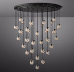60 Inch Ribbed Glass Globe Round Pendant Chandelier - Pearl