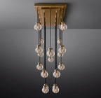 54 Inch Ribbed Glass Globe Rectangular Chandelier - Pearl