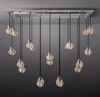 54 Inch Ribbed Glass Globe Rectangular Chandelier - Pearl