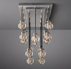 54 Inch Ribbed Glass Globe Rectangular Chandelier - Pearl