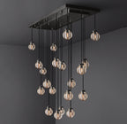 54 Inch Ribbed Glass Globe Rectangular Chandelier - Pearl