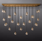 72 Inch Ribbed Glass Globe Rectangular Chandelier - Pearl