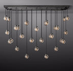 72 Inch Ribbed Glass Globe Rectangular Chandelier - Pearl