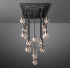 72 Inch Ribbed Glass Globe Rectangular Chandelier - Pearl