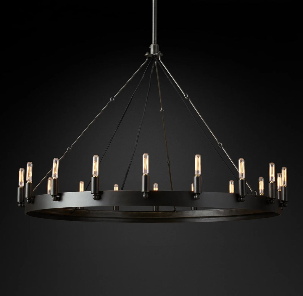 38 Inch Vintage Filament Tube Candle Round Chandelier - Camino