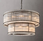 48 Inch Ribbed Glass Two-Tier Chandelier - San Marco