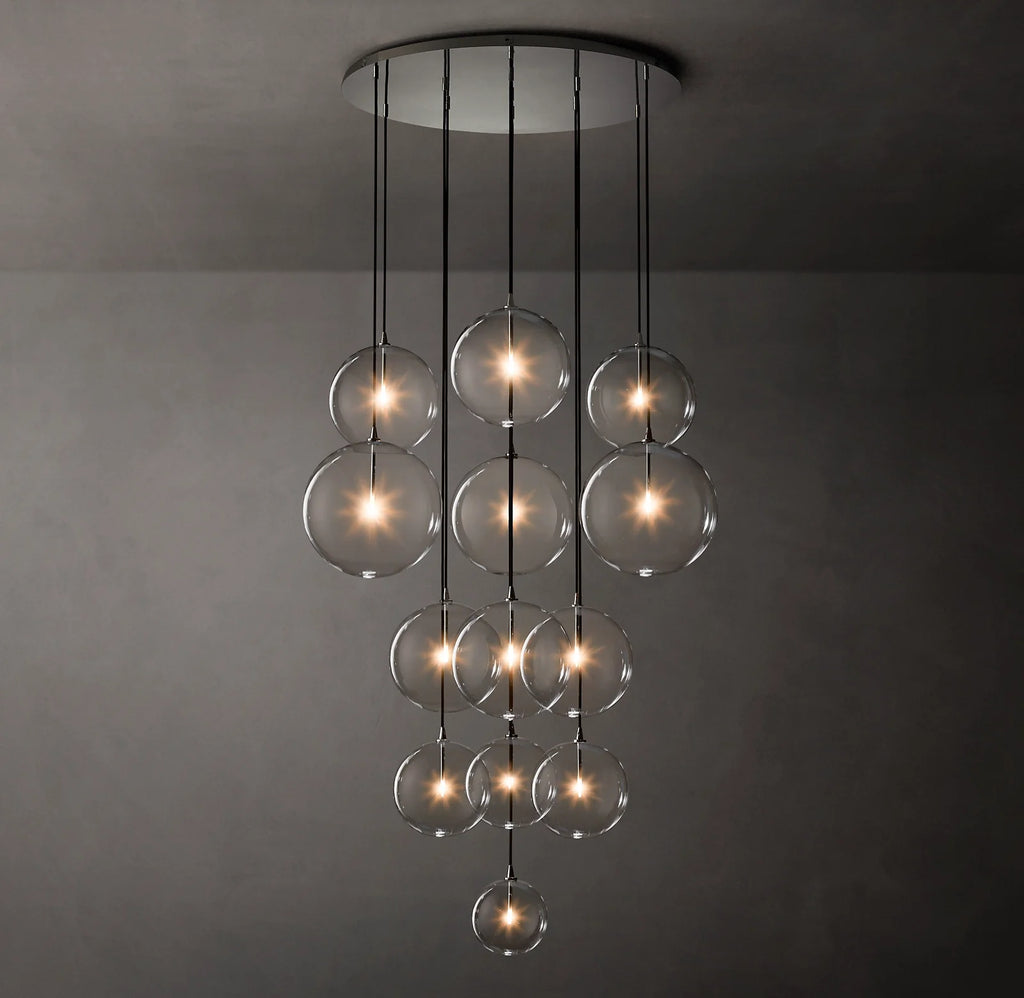 44 Inch Blown Glass Globe Cluster Chandelier - Mobile