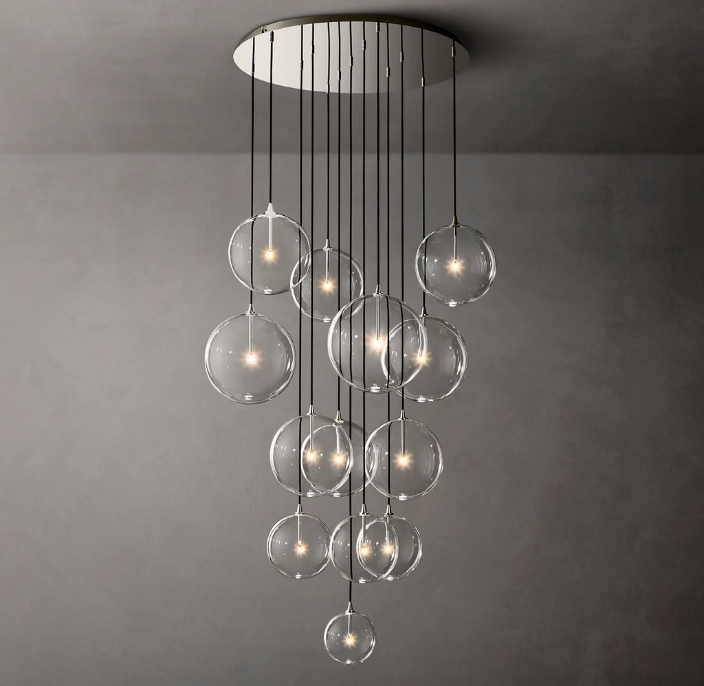 44 Inch Blown Glass Globe Cluster Chandelier - Mobile