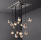 36 Inch Ribbed Glass Globe Rectangular Chandelier - Pearl