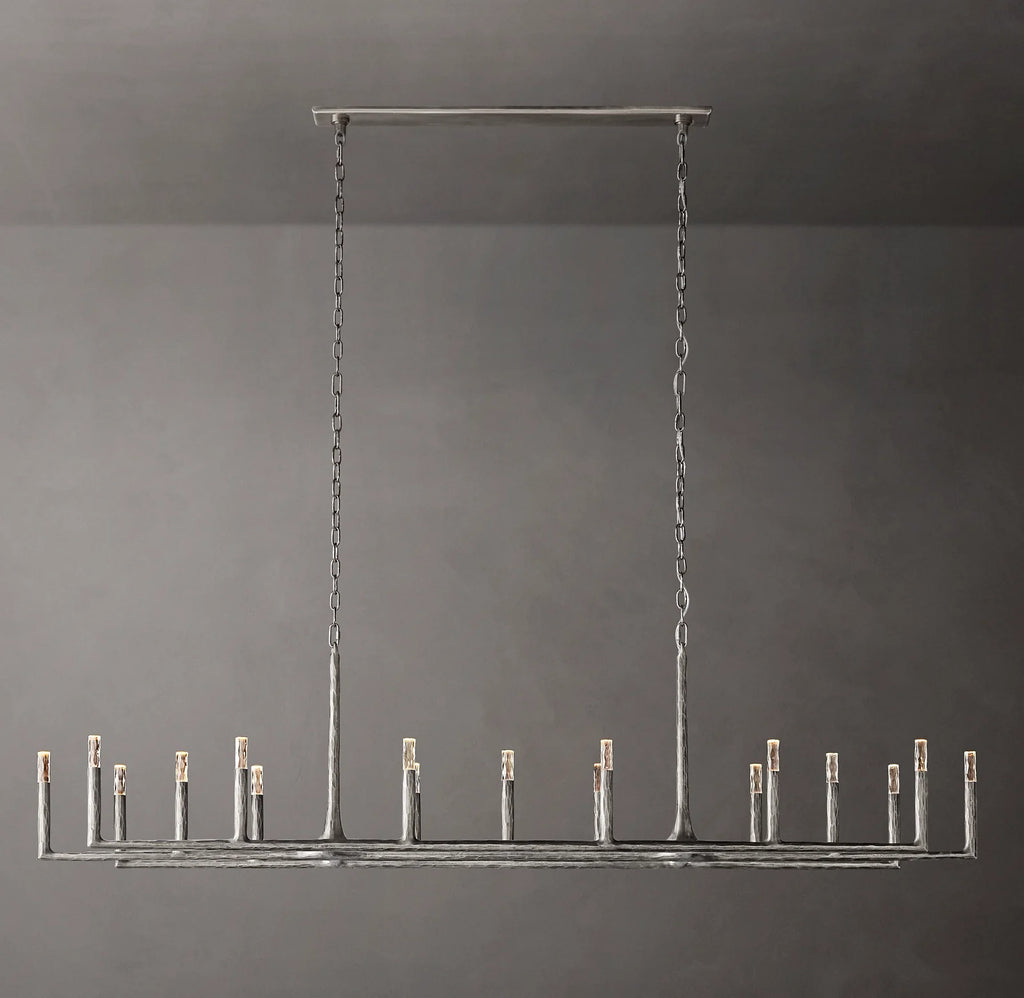 96 Inch Forged Candlestick Linear Chandelier - Thaddeus