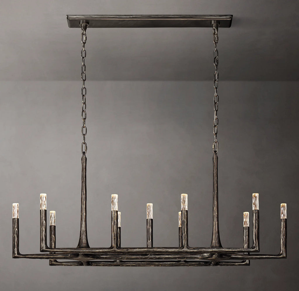 54 Inch Forged Candlestick Linear Chandelier - Thaddeus