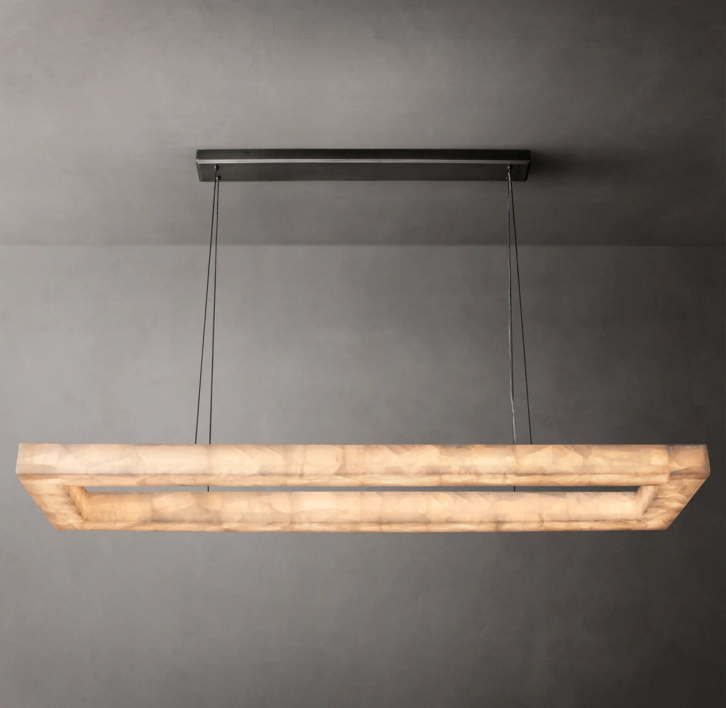 72 Inch Lueur Rectangular Alabaster Chandelier - Rivage