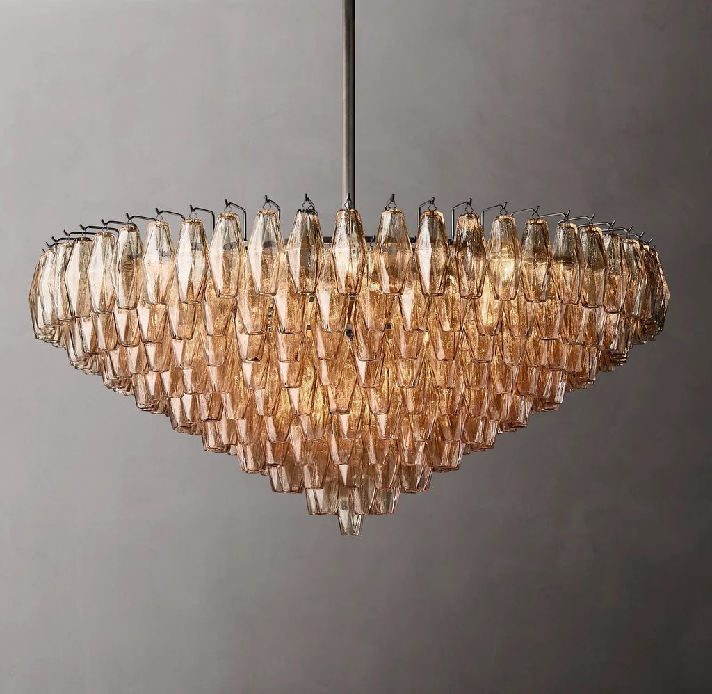 46 Inch Smoked Murano Glass Tiered Chandelier - Chiara