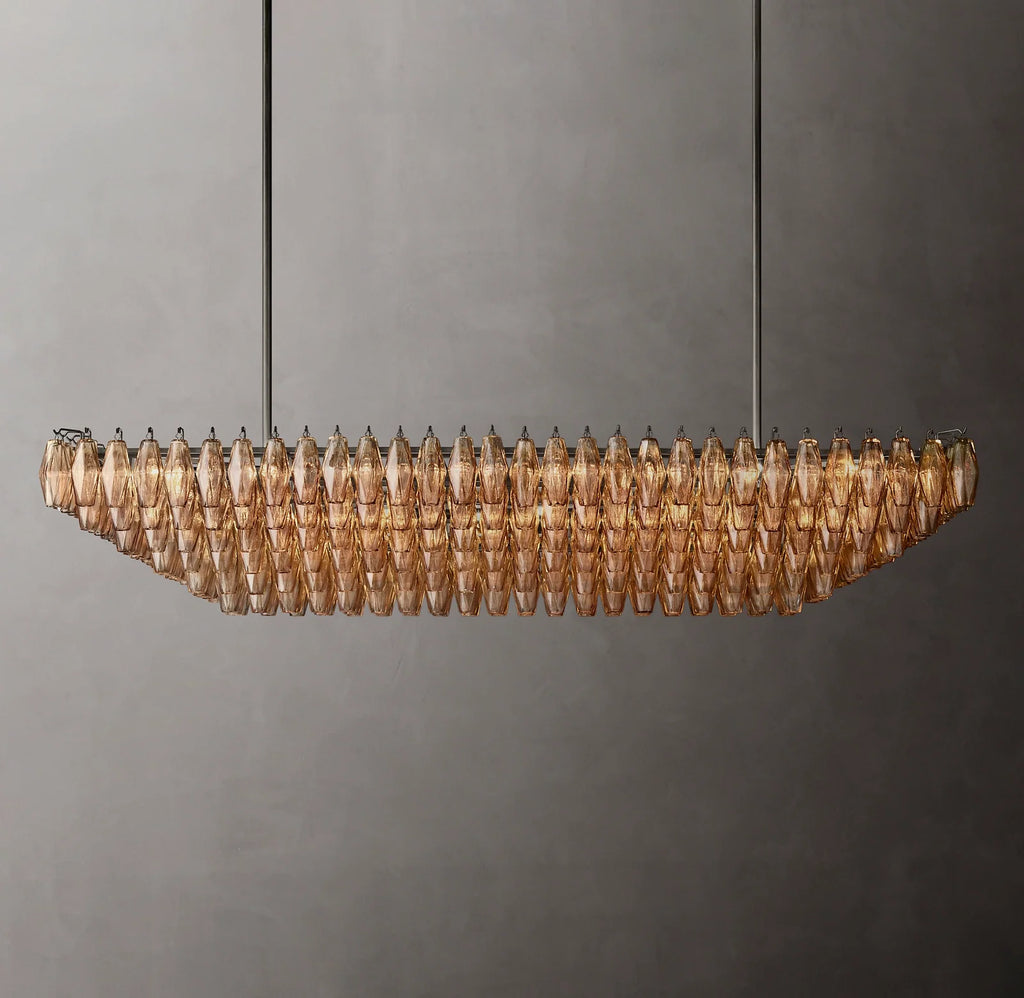 74 Inch Smoked Murano Glass Tiered Rectangular Chandelier - Chiara