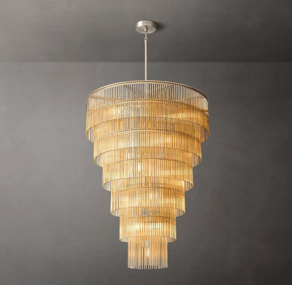 36 Inch Crystal Rod Tiered Chandelier - Amadeo