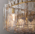 36 Inch Clear Hammered Glass Round Chandelier - Lattice