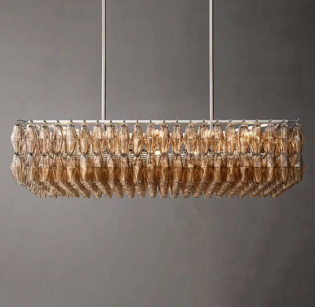 54 Inch Smoked Murano Glass Rectangular Chandelier - Chiara