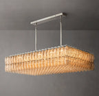 54 Inch Clear Murano Glass Rectangular Chandelier - Chiara