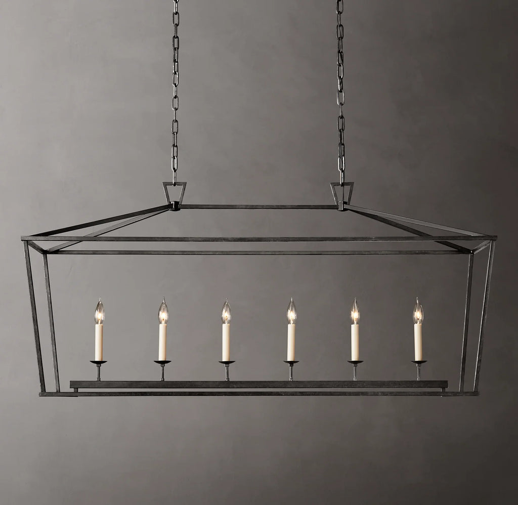54 Inch Candelabra Rectangular Lantern Chandelier – Openwork