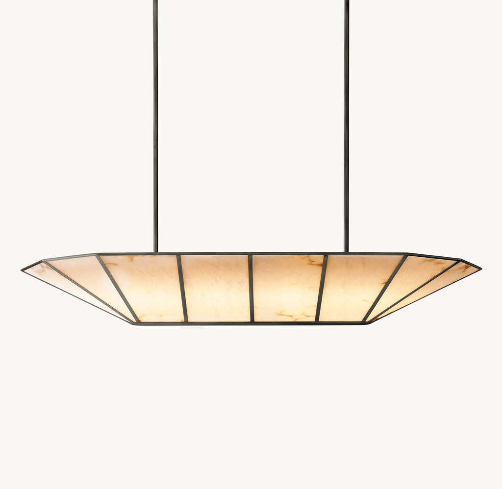 52 Inch Alabaster Umbrella Linear Chandelier - Lucette