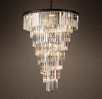 36 Inch Crystal Prism Cascading Chandelier - Helix