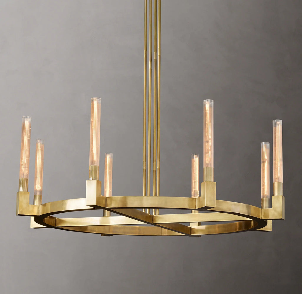 48 Inch Fluted-Glass Candlestick Round Chandelier - Cannele