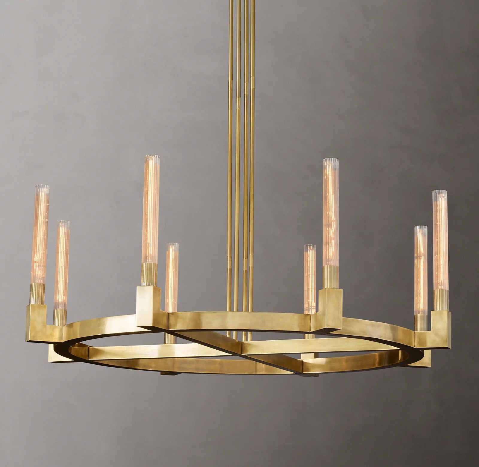 48 Inch Fluted-Glass Candlestick Round Chandelier - Cannele