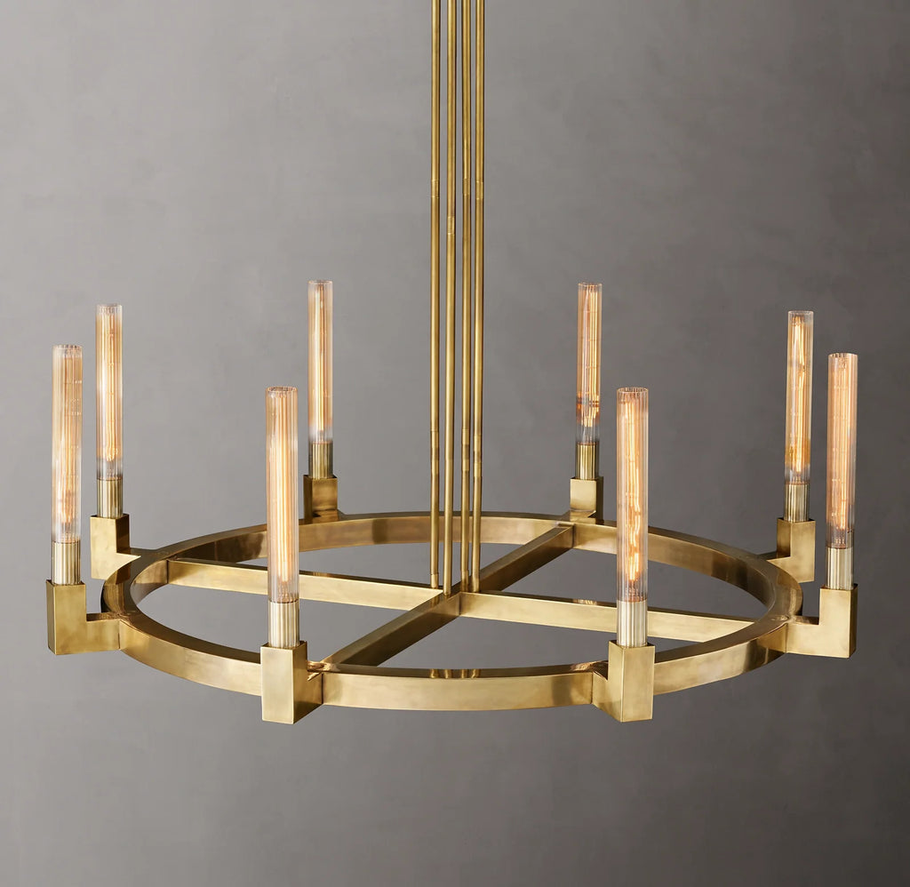 48 Inch Fluted-Glass Candlestick Round Chandelier - Cannele