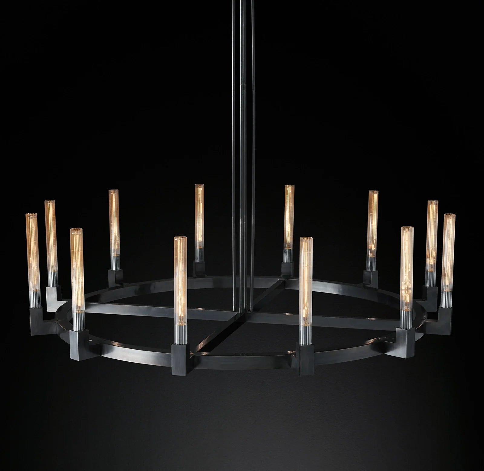 60 Inch Fluted-Glass Candlestick Round Chandelier - Cannele