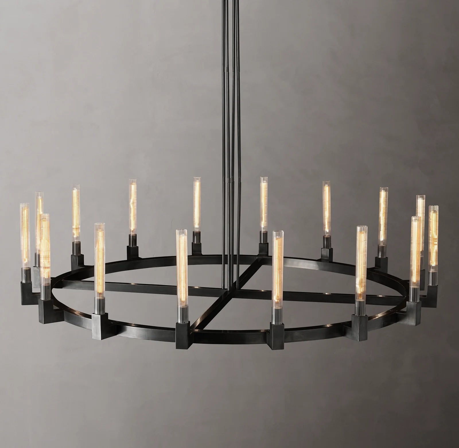 72 Inch Fluted-Glass Candlestick Round Chandelier - Cannele