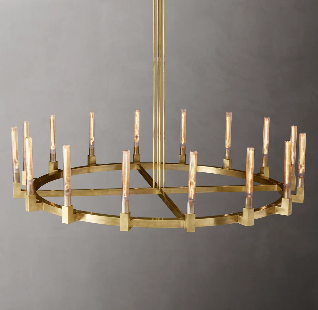 72 Inch Fluted-Glass Candlestick Round Chandelier - Cannele
