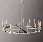 72 Inch Fluted-Glass Candlestick Round Chandelier - Cannele