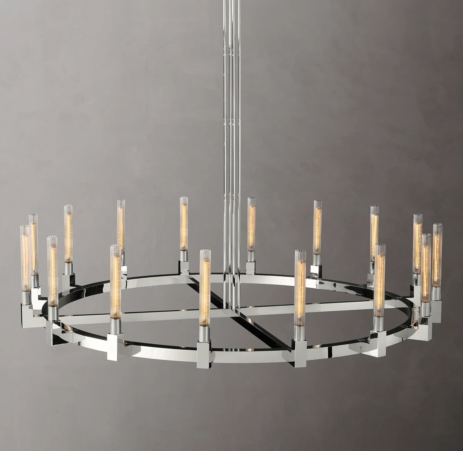 72 Inch Fluted-Glass Candlestick Round Chandelier - Cannele