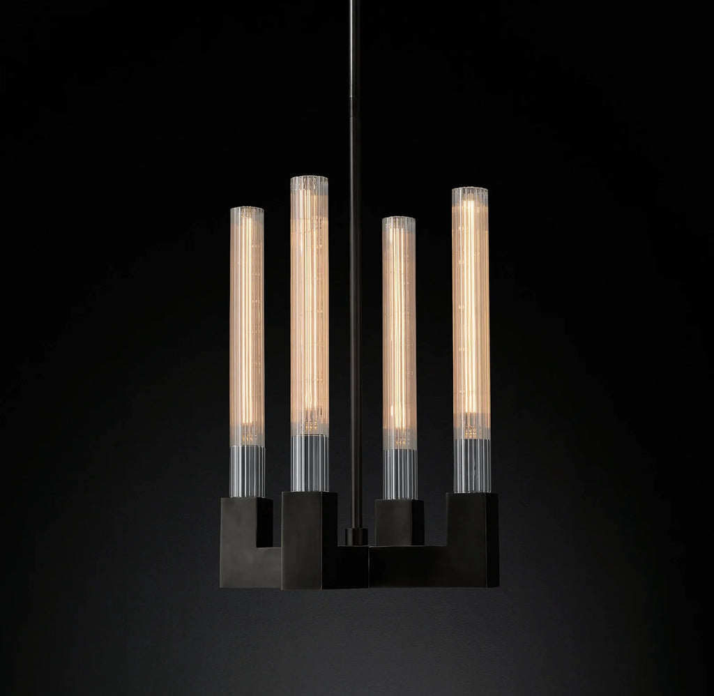 Fluted-Glass Candlestick Pendant Light - Cannele