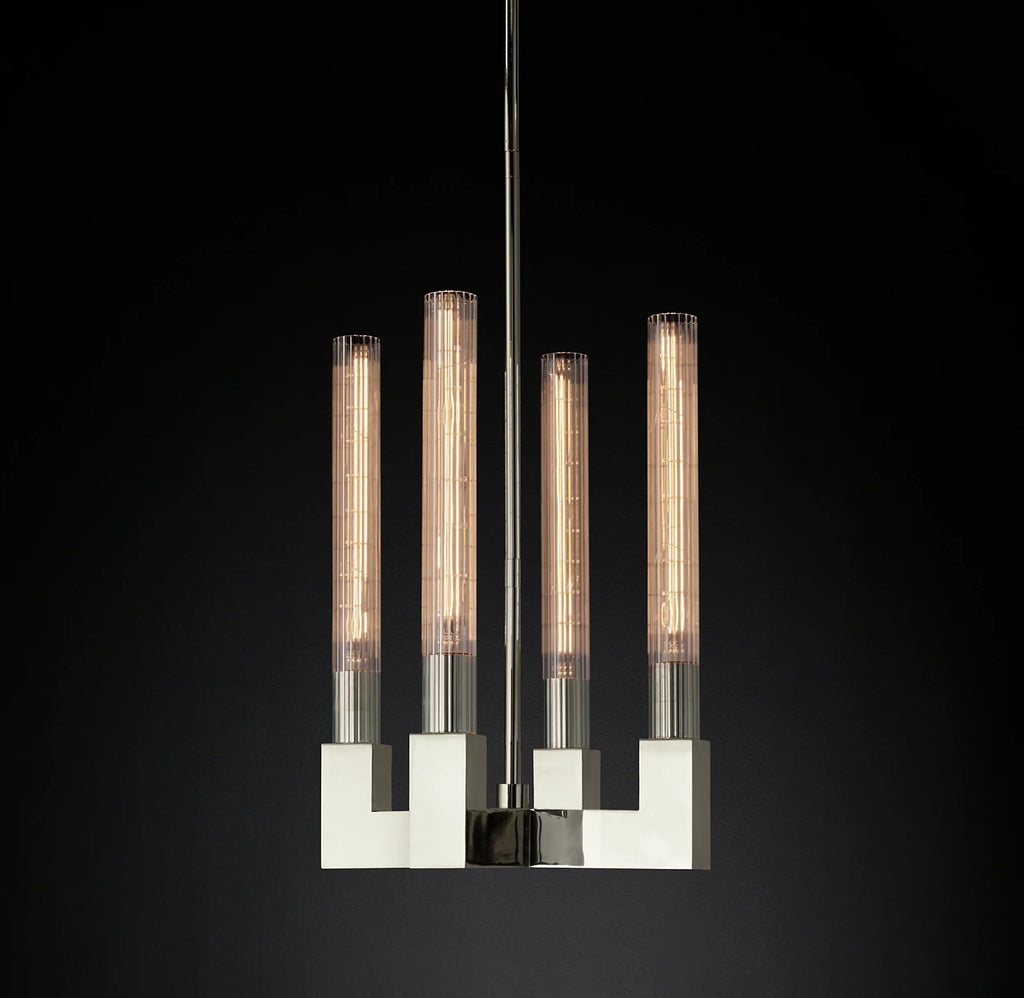 Fluted-Glass Candlestick Pendant Light - Cannele